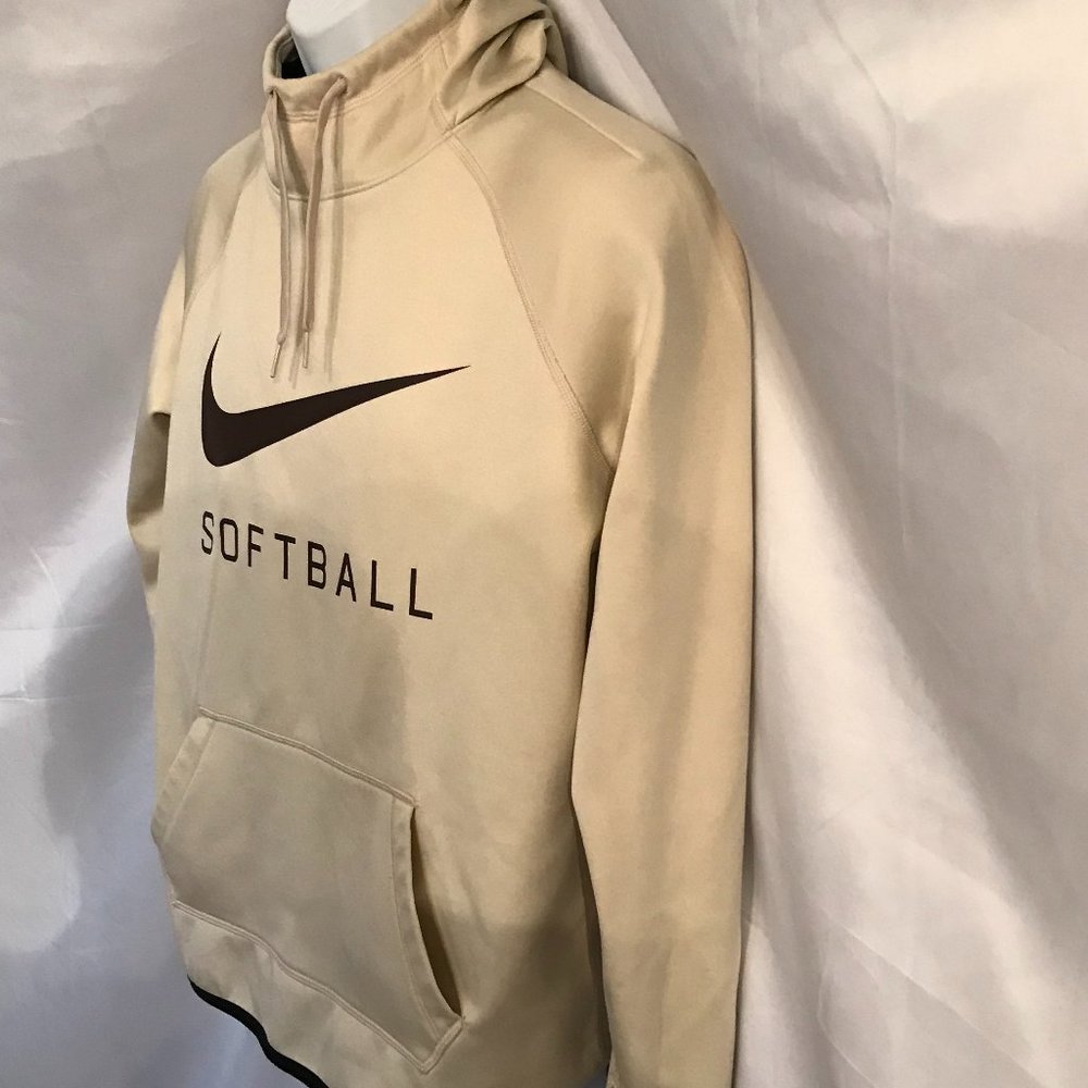 Nike Unisex Softball Cream/Brown Activewear Athletic Sport Cut Pullover Hoodie - Picture 3 of 4